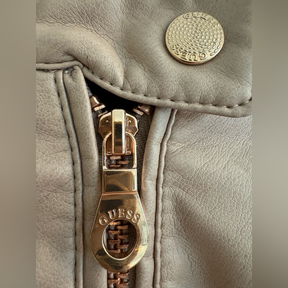 GUESS Leather Moto Jacket Blush Pink Y2k Biker Bomber Rose Gold - Picture 6 of 12